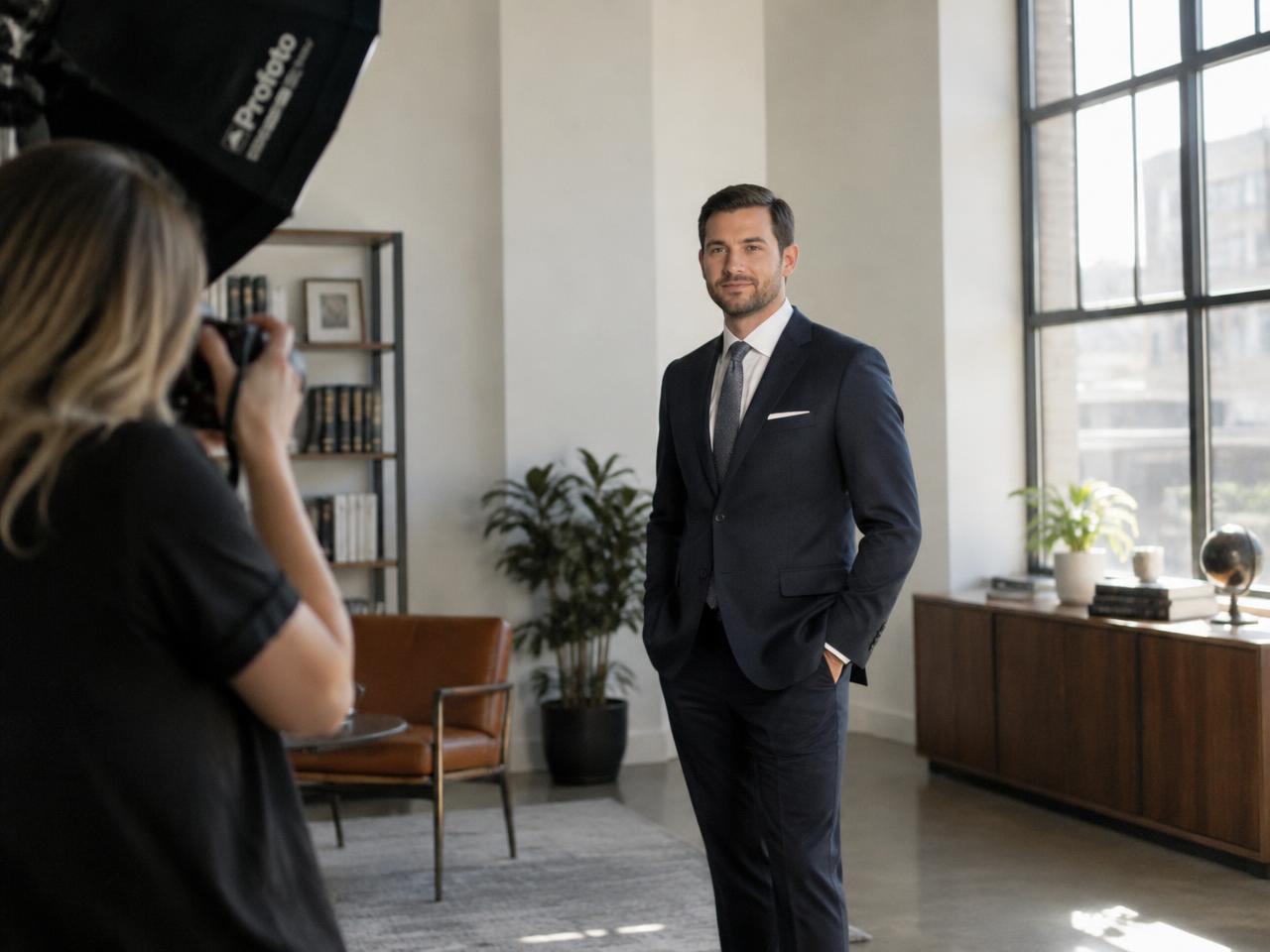 Lawyer being photographed for a personal brand refresh